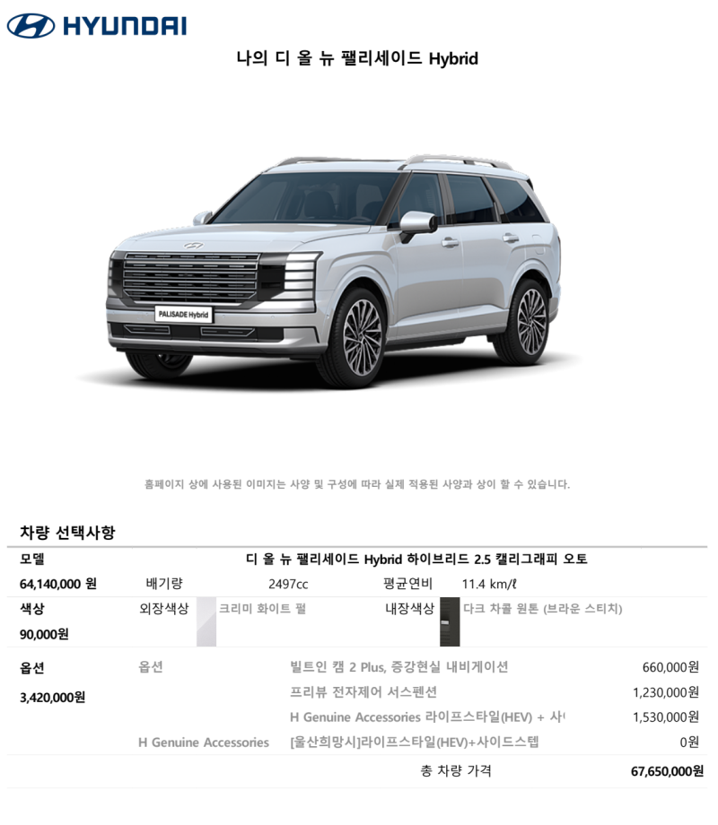 디 올 뉴 팰리세이드 Hybrid 계약 변경