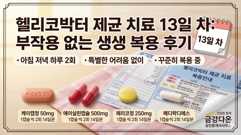 헬리코박터 제균 치료 13일 차, 부작용 없는 생생 복용 후기