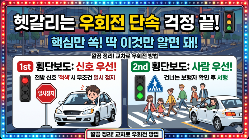 헷갈리는 교차로 우회전 방법, 딱 이것만 기억하세요! (단속 걱정 끝)