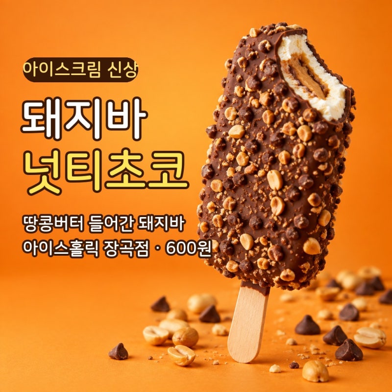 아이스크림 신상 소개 - 돼지바 넛티초코 (땅콩버터 들어간 돼지바, 600원)